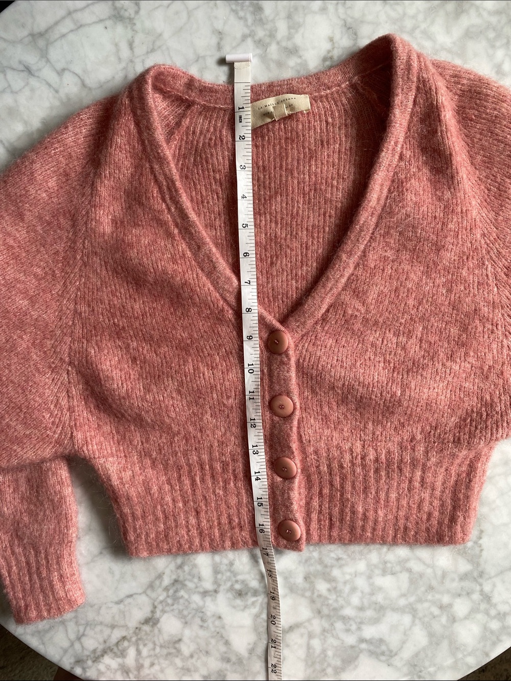 Cozy Rose Pink Mohair-Blend V-Neck Cardigan - Picture 8 of 9